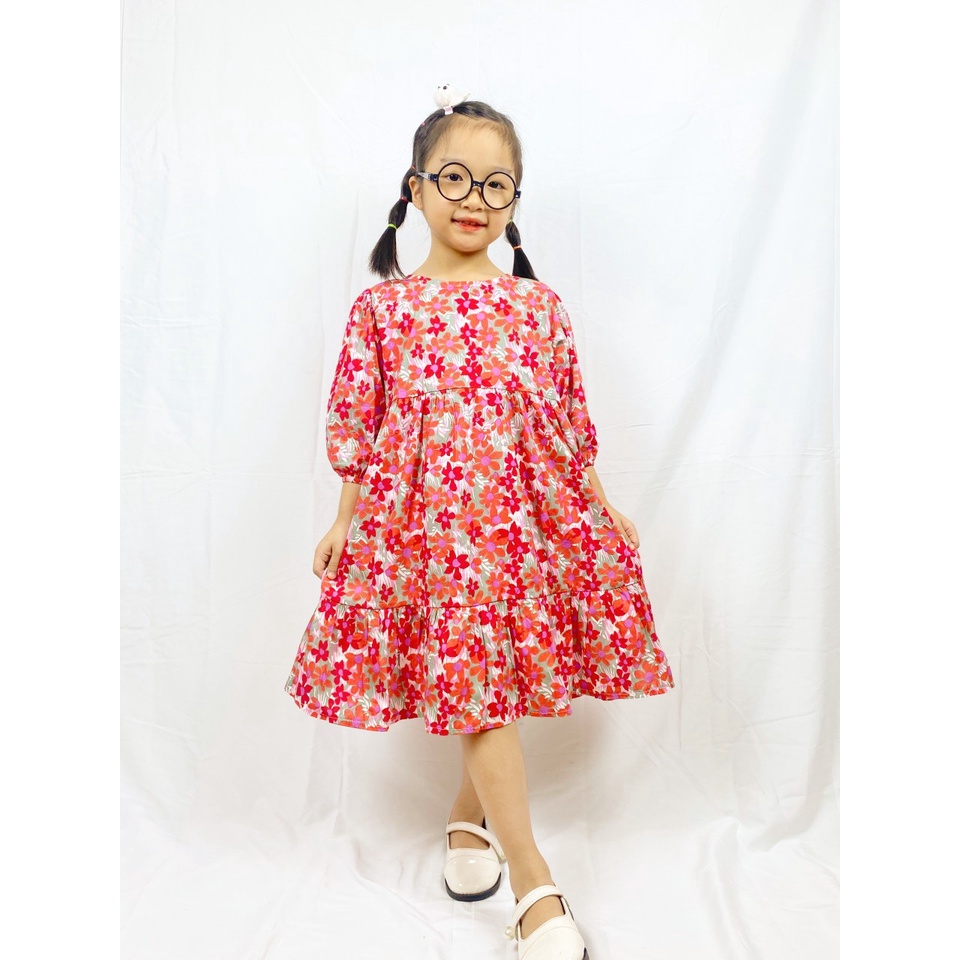 Váy Hoa Nhí Hml ( 10-42KG) Dài Tay Thu Đông Babydoll Bánh Bèo Siêu Xinh Cho Bé 1-10 Tuổi Mã A46
