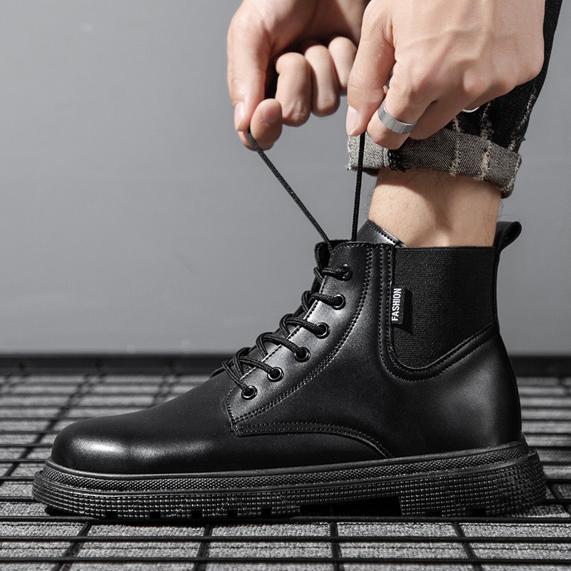 Giày bốt cổ cao thời trang nam chelsea chất liệu da 45 46