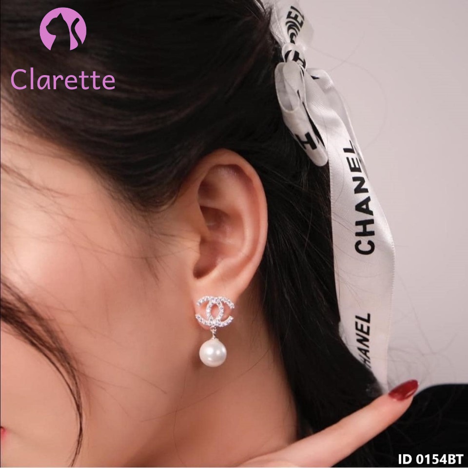 Bông tai bạc hình logo Chà Neo và Di or Clarette 0154BT