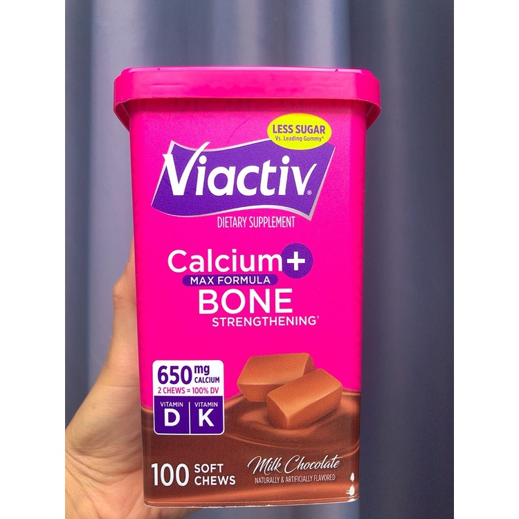Kẹo nhai Viactiv Calcium Plus D, K Caramel Hộp 100 viên