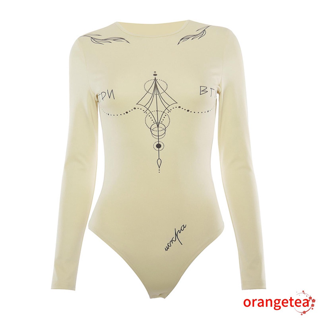 Áo liền quần tay dài cổ tròn in chữ thời trang cho nữ | BigBuy360 - bigbuy360.vn