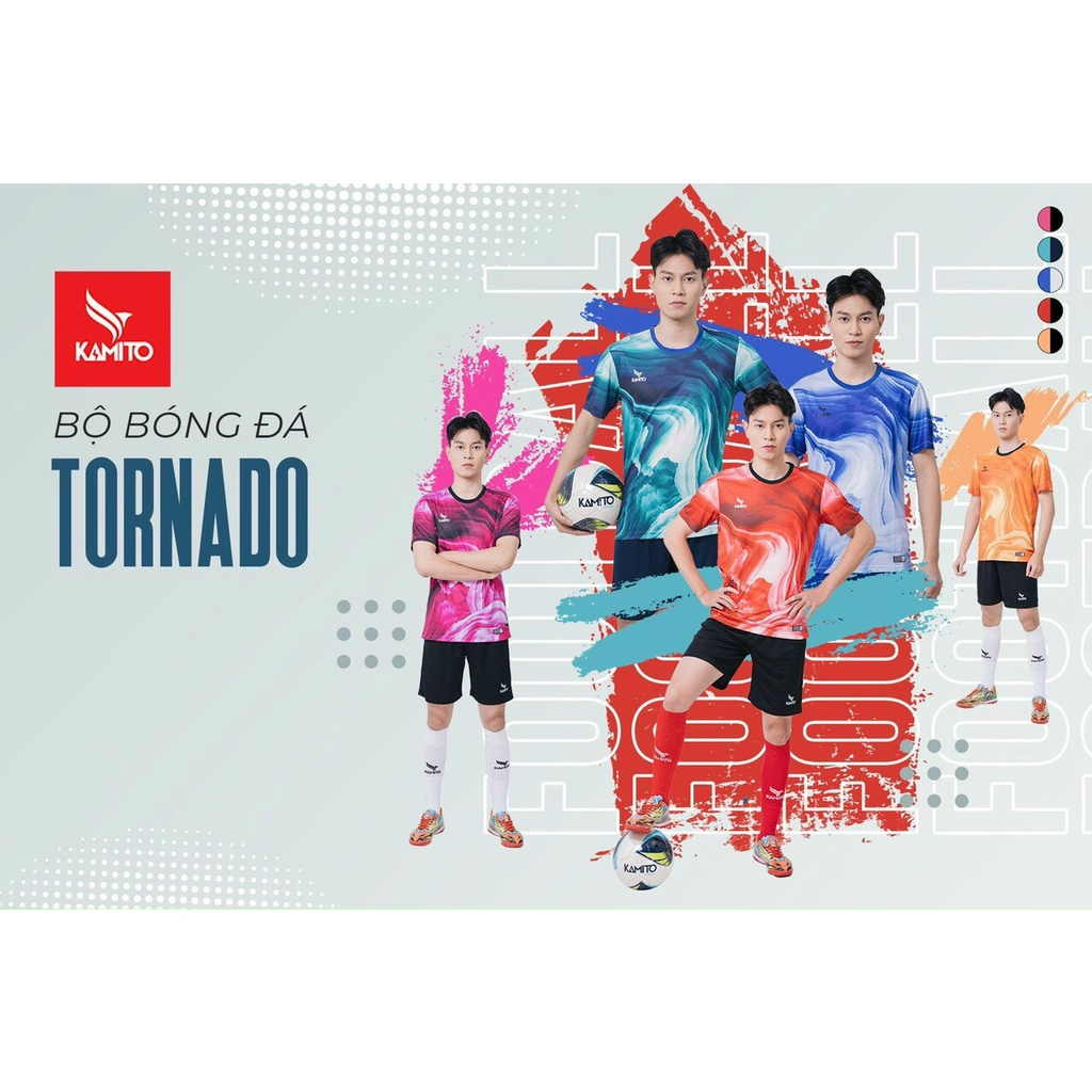 Áo đá bóng, đồ đá banh, quần áo bóng đá, áo không logo Kamito TORNADO - Chất vải cao cấp, bền, thoáng