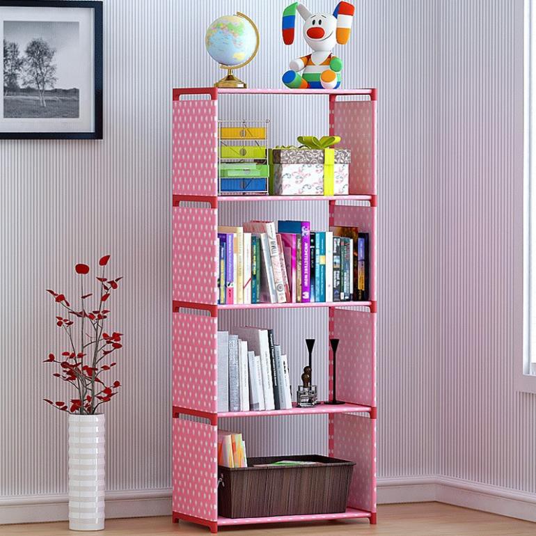 Kệ sách vải 4 tầng, kệ sách 4 tầng lắp ghép gấp gọn dễ dàng di chuyển KHOBUONPHIANAM