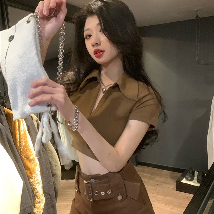 Áo Thun Tay Ngắn Cổ Chữ V Thời Trang Mùa Hè Dễ Phối Đồ Cho Nữ