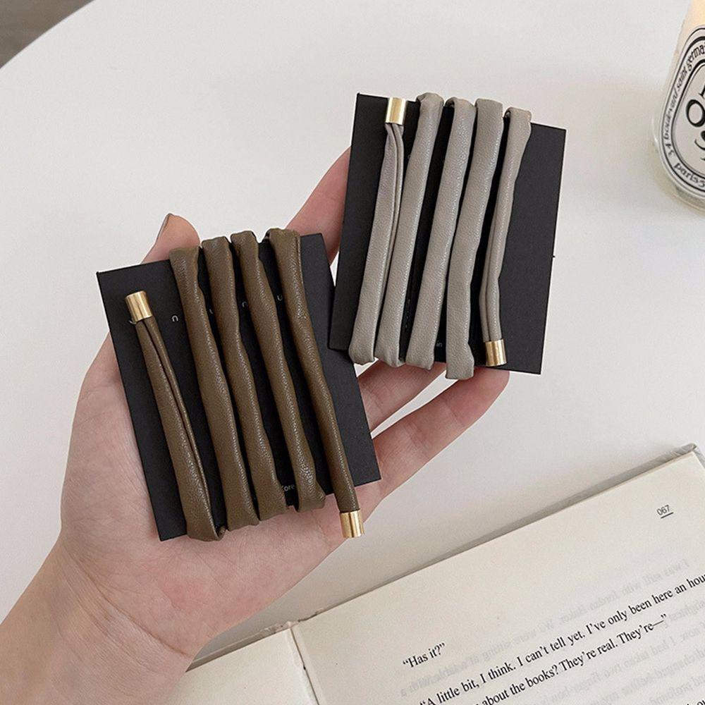FORBETTER Dây Buộc Tóc Da PU Phong Cách Hàn Quốc Cổ Điển Cho Nữ