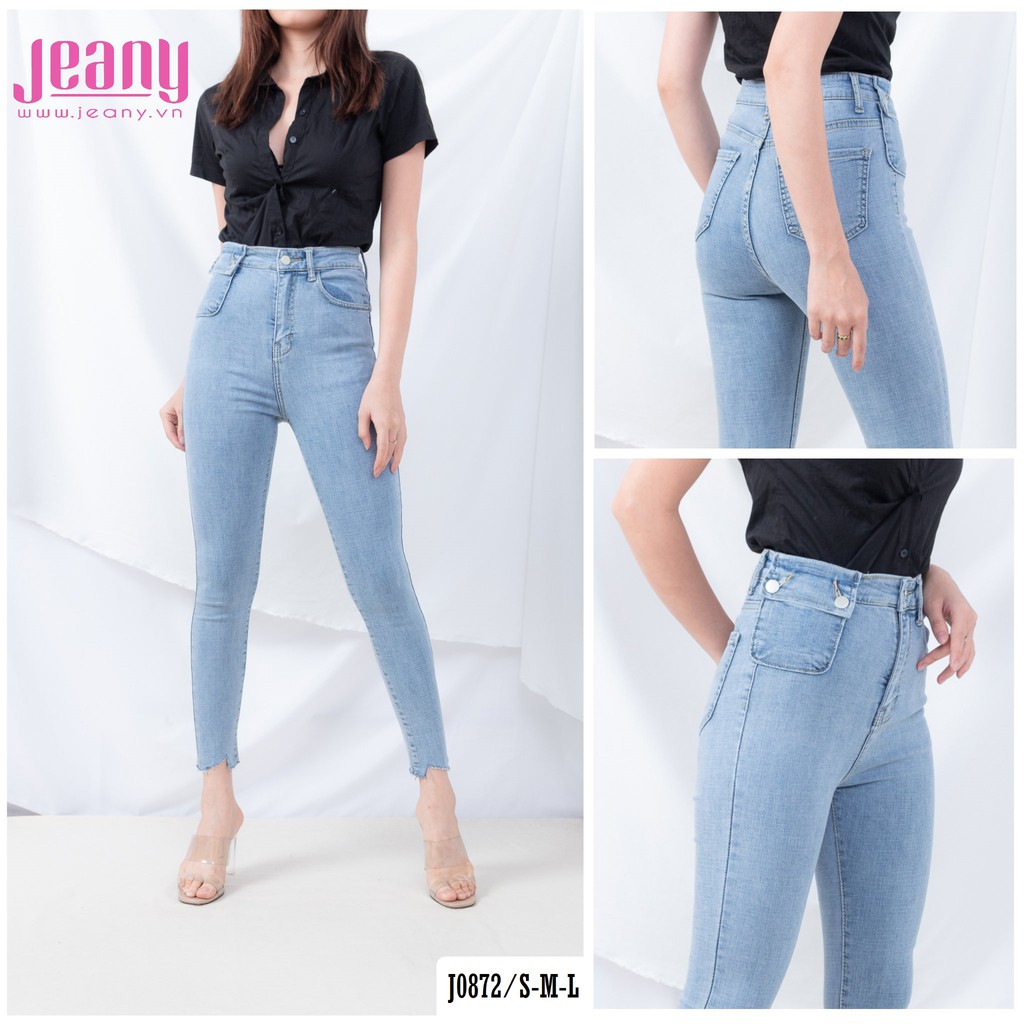 Quần Jean Skinny Lưng Cao Gấu Cắt J0872 - Jeany