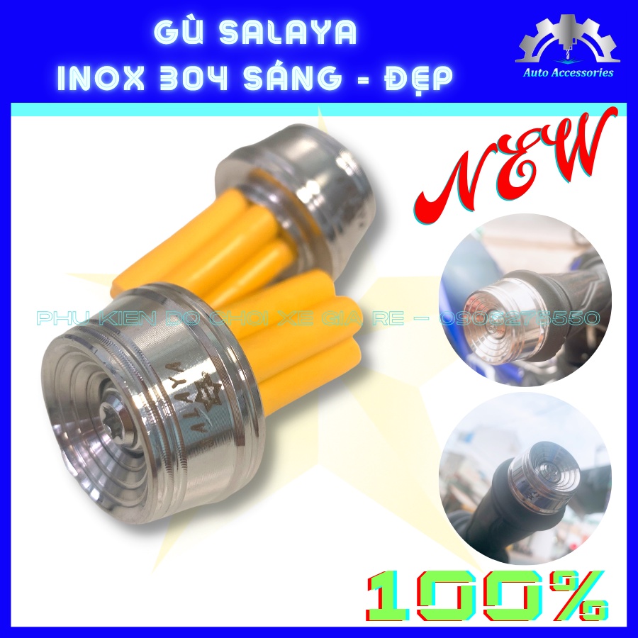 Gù Tay Lái Xe Máy, Gù SALAYA Inox 304 Sáng Bóng, lắp được cho tất cả các dòng xe - Lên xe cực chất cho anh em