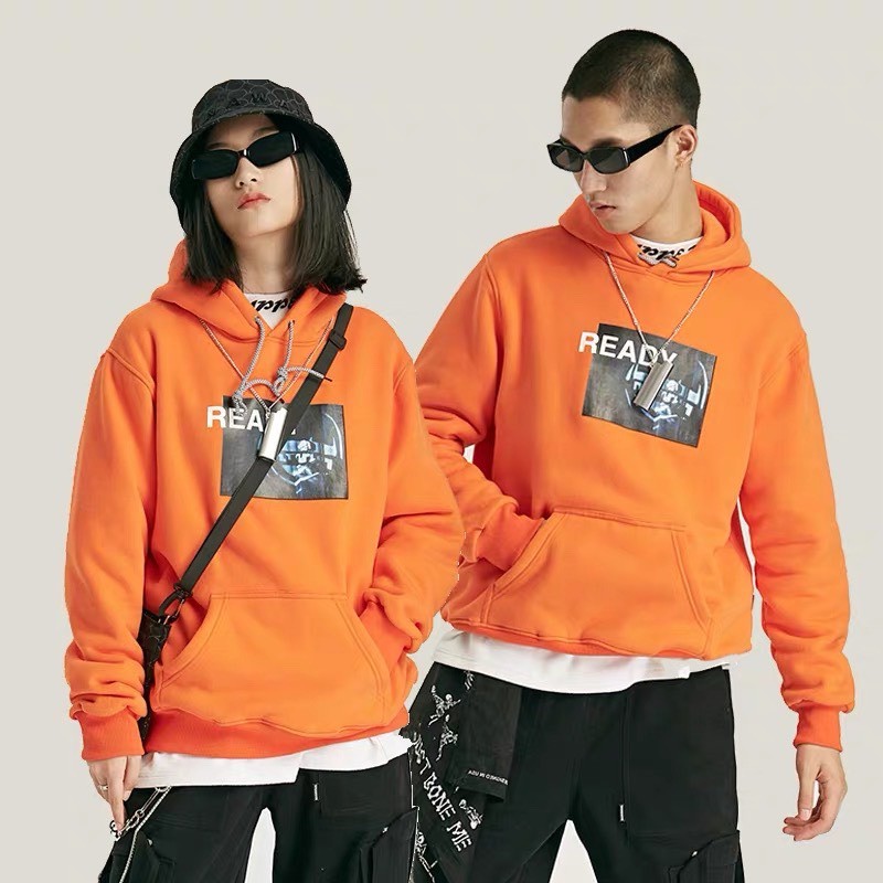 ÁO HOODIE IN HÌNH CỰC CHẤT, MÀU CAM NỔI BẬT, CHẤT NỈ MỀM MỊN - SUNSHINE SHOP - SGV041