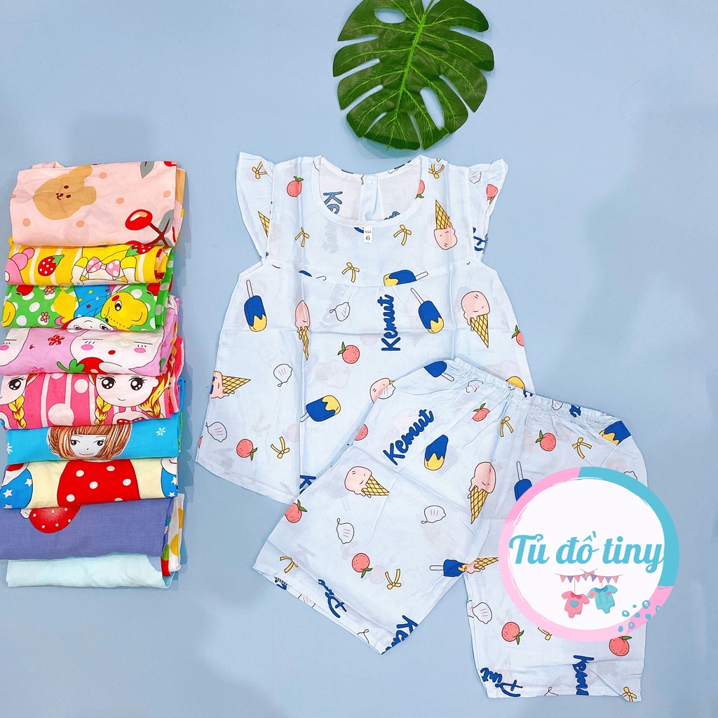 (SIZE 6) Bộ tole lanh (tôn) lanh lụa mặc nhà bé gái QUẦN LỬNG , tay cánh tiên dễ thương 14-16kg, bộ hè cho bé, mát mẻ.