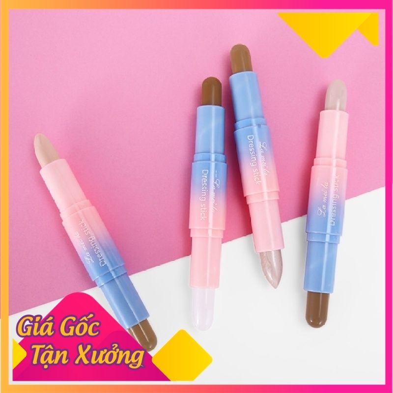 [Mã giảm giá] ☁ Bút Tạo Khối, Che Khuyết Điểm 2 Đầu Lameila Dressing Stick No.1010 Vỏ Xanh Hồng Siu Hot Ngọc Tâm