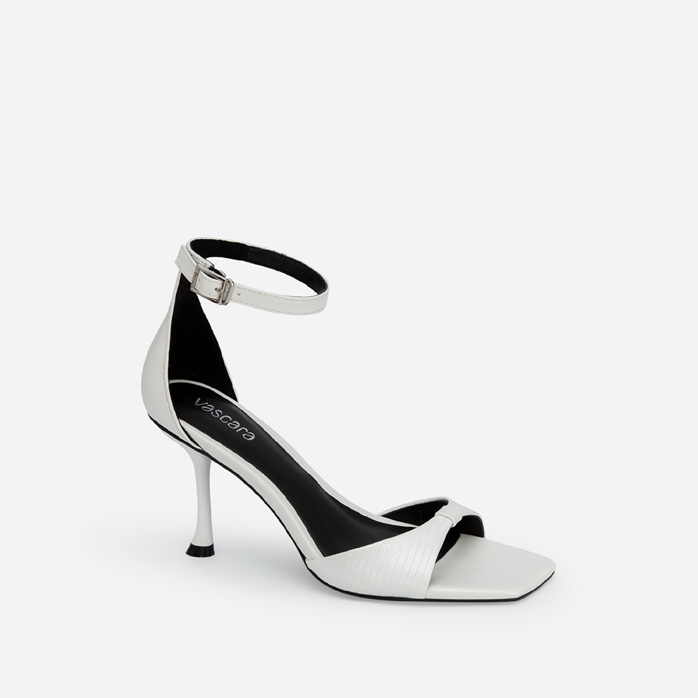 Vascara Giày Ankle Strap Quai Nơ Spool Heels - SDN 0699 - Màu Trắng