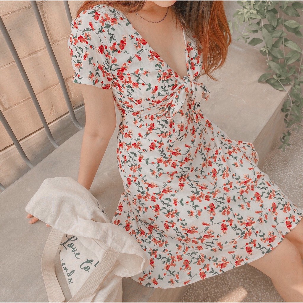 [Kèm hình thật] ĐẦM MAXI HOA NHÍ THẮT NƠ NGỰC CHÂN BÈO | BigBuy360 - bigbuy360.vn