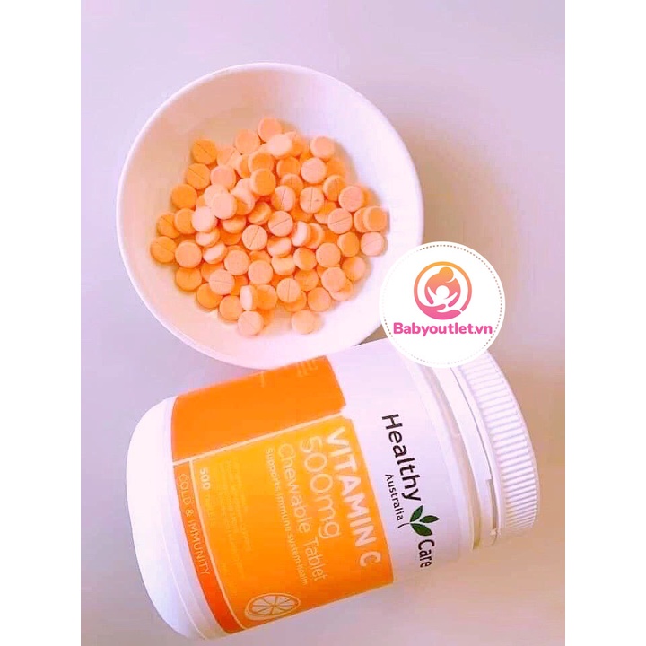 Viên nhai Vitamin C 500mg (Healthy care) - Hàng Úc