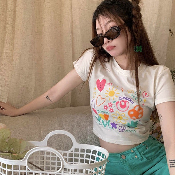 Áo thun croptop COZOKC ngắn tay ôm dáng thời trang cho nữ