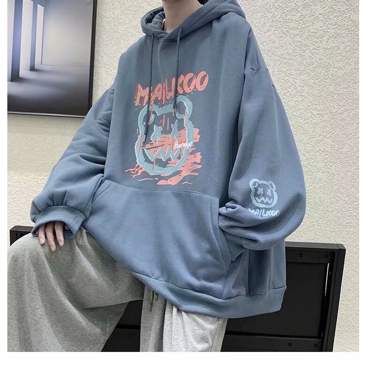 Áo Hoodie Dáng Rộng In Họa Tiết Độc Đáo Thời Trang Mùa Đông Cho Nam 3 Màu Size M-5Xl