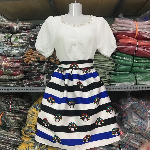 Chân váy xếp ly hoạ tiết độc đáo hàng Quảng châu (hình chụp thật)