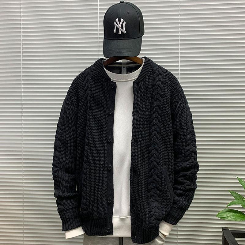 Áo khoác cardigan dệt kim dáng rộng phong cách đường phố thời trang mùa thu mới cho nam