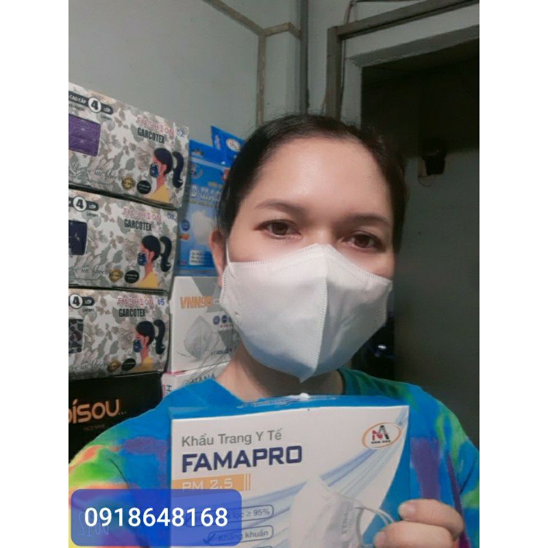 Khẩu trang PM 2.5 FAMAPRO (Tiêu Chuẩn Xuất khẩu BFE ≥95%) COMBO 5 HỘP CÓ 50 CÁI