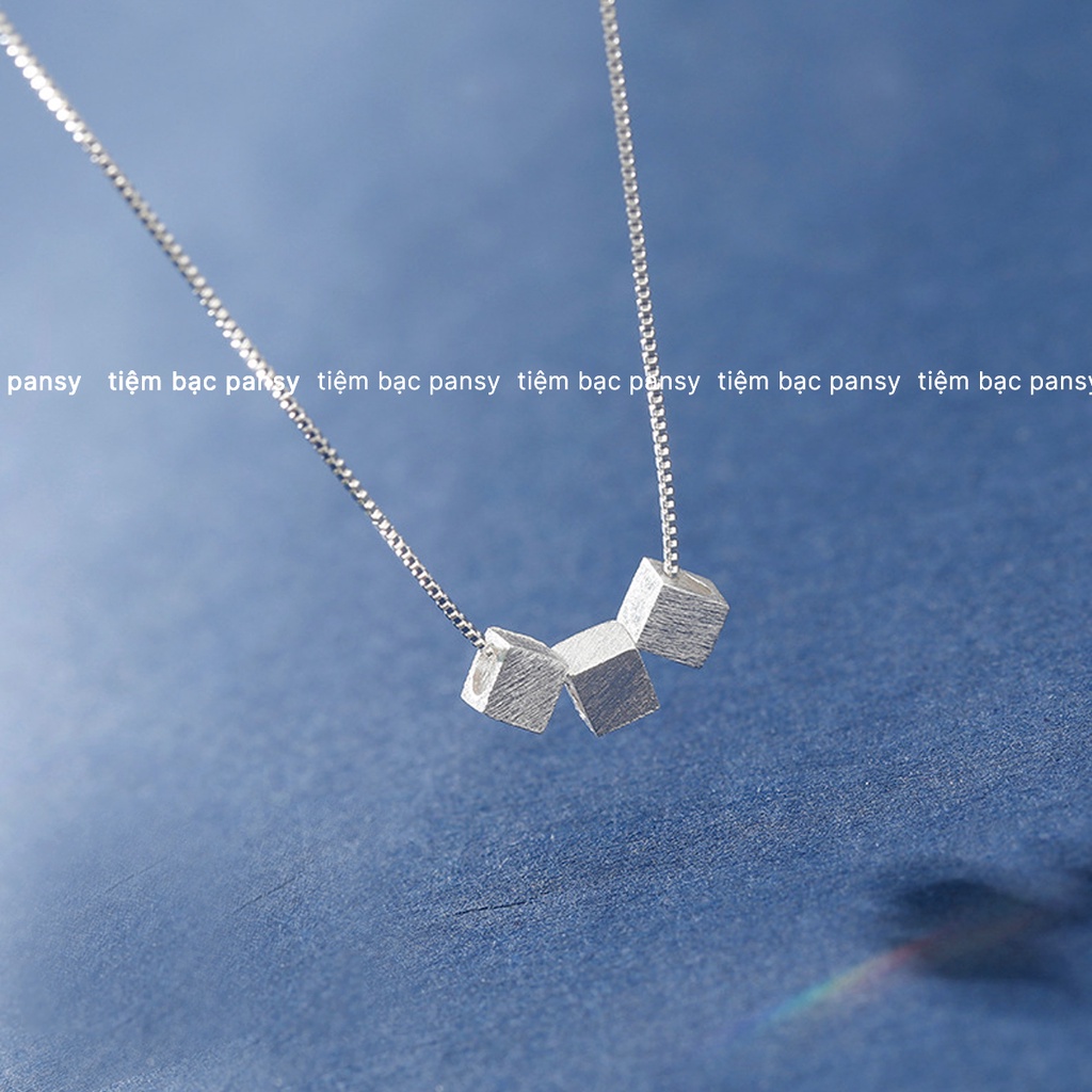 Dây chuyền bạc nữ PANSY hình khối vuông trendy - Vòng cổ mặt vuông nhỏ bằng bạc ta cao cấp