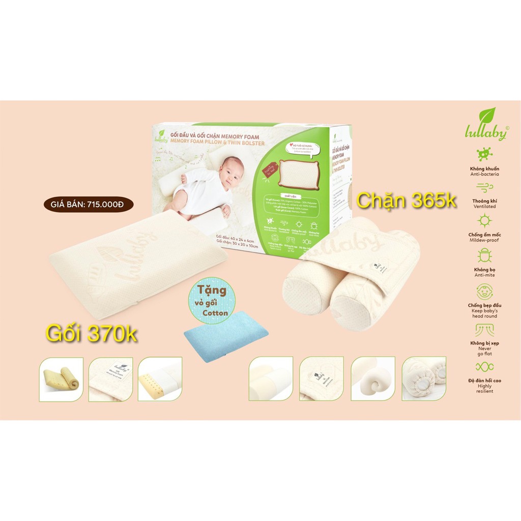 Gối cao su chống bẹp,gối chặn Lullaby Memory Foam