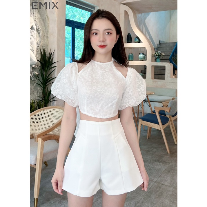 Quần short trơn EMIX (2 màu), basic, dáng ngắn, cạp cao, khóa sau, chất ruby mềm 9960