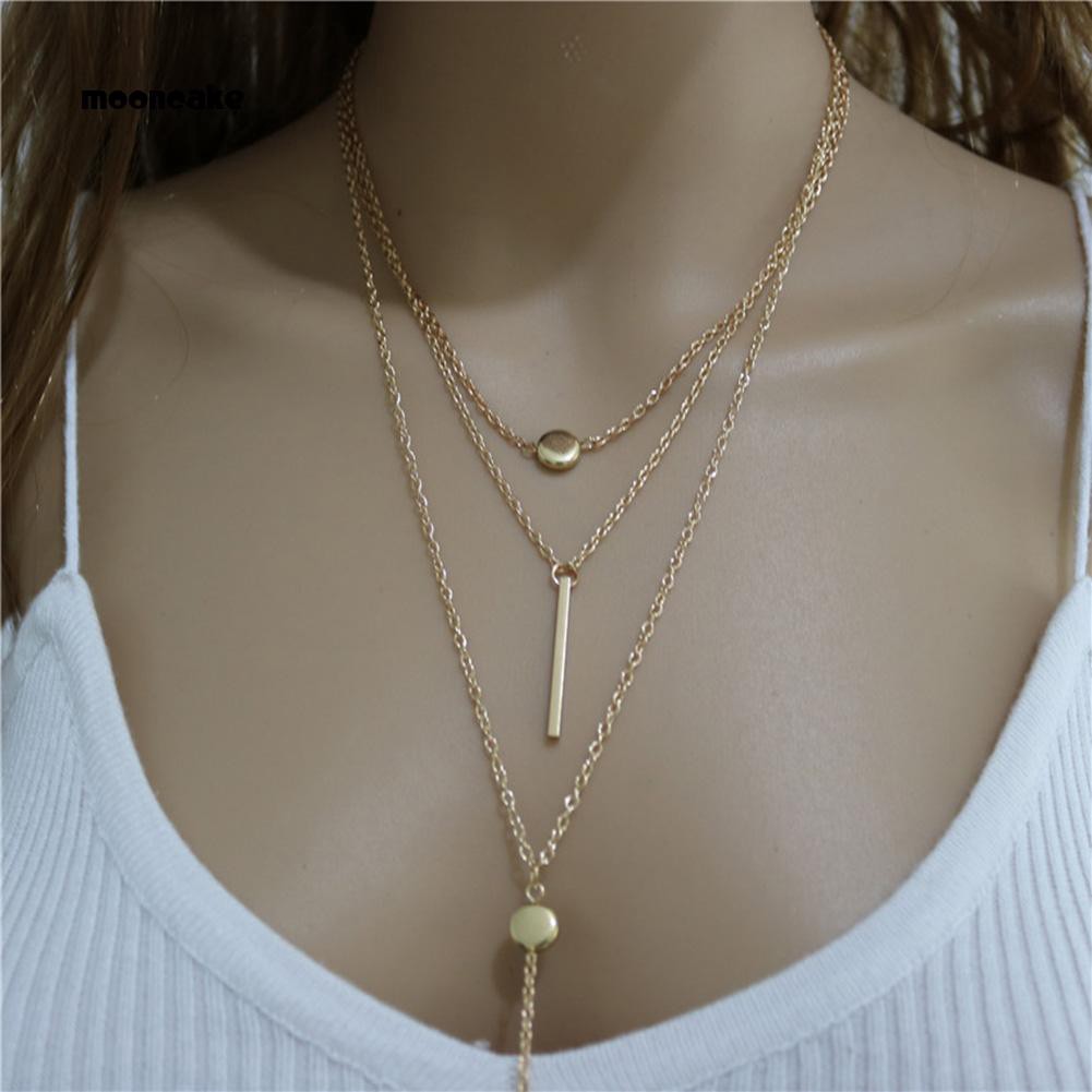 Dây chuyền nhiều lớp mặt tròn phong cách boho thời trang