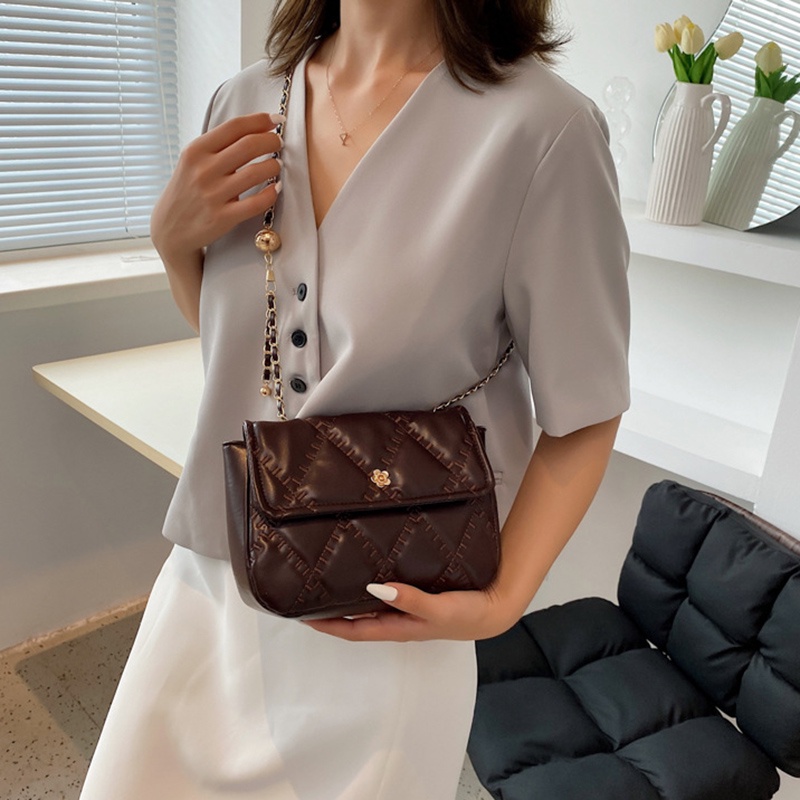 Túi đeo chéo hình thoi nhỏ màu sắc đơn giản phong cách phương Tây cho nữ