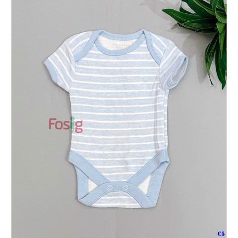 Bodysuit Tay Ngắn Bé Trai Geo - Sọc Xanh Trời