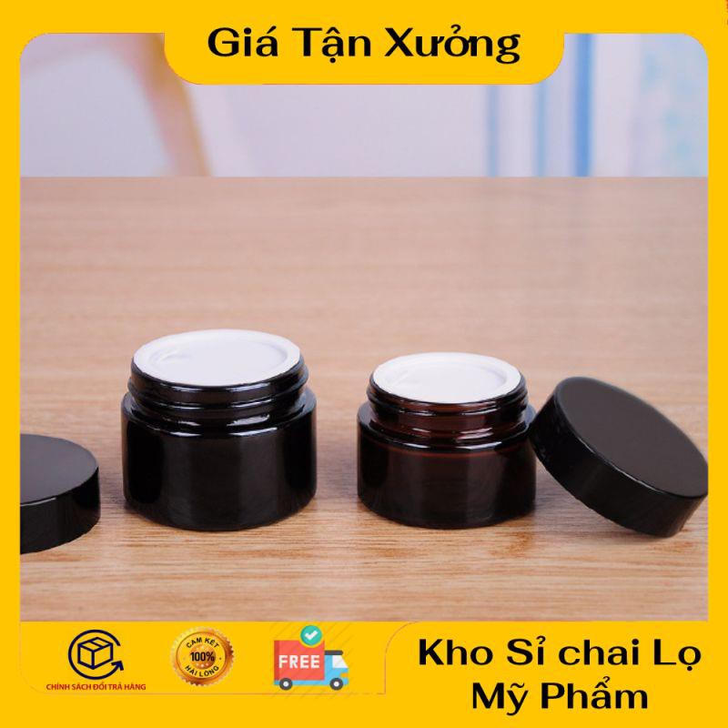 Hũ Chiết Mỹ Phẩm ❤ TRÙM SỈ ❤ [15g,20g] Hũ Chiết Kem Thủy Tinh Nâu , Hũ lọ chiết mỹ phẩm , phụ kiện du lịch