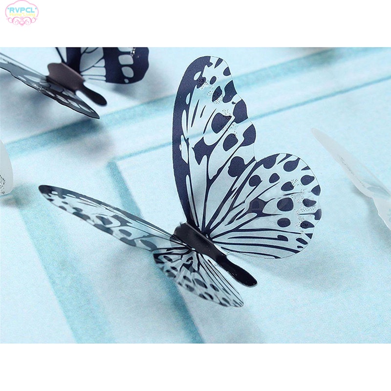 Set 18 miếng dán tường trang trí hình bướm 3D màu trắng đen độc đáo