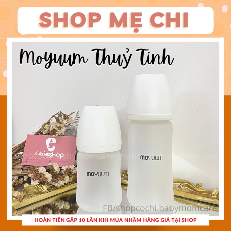 Bình Sữa Thủy Tinh Tráng Silicon Moyuum Nội Địa Hàn siêu nhẹ siêu bền chính hãng 150ml/240ml hàng sẳn