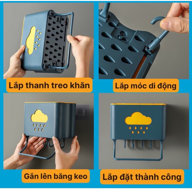 Hộp đựng đũa thìa treo tường hình đám mây có móc treo