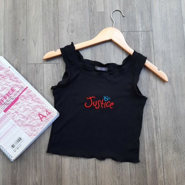 [Mã WASTUP giảm 10% tối đa 30K đơn 99K] [SIÊU Giảm GIÁ Áo Croptop thêu Justice Thun gân | BigBuy360 - bigbuy360.vn