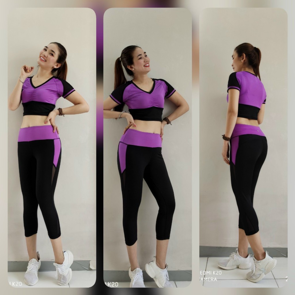 Đồ tập gym nữ, set bộ quần lửng áo crop thể thao Bin Sports BL019