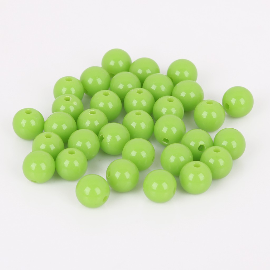 Bộ 50 hạt nhựa acrylic tròn lỗ xỏ lớn 10mm dành cho làm trang sức