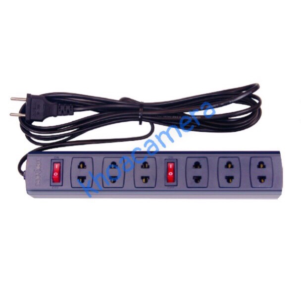 Ổ cắm 6 lỗ 2 công tắc Sopoka