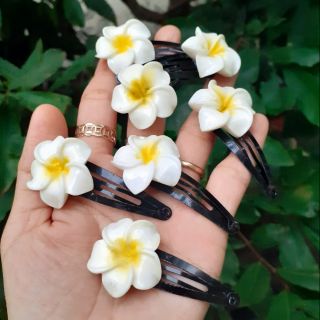 Sỉ 10 kẹp bấm hoa sứ trắng thời trang Hàn Quốc