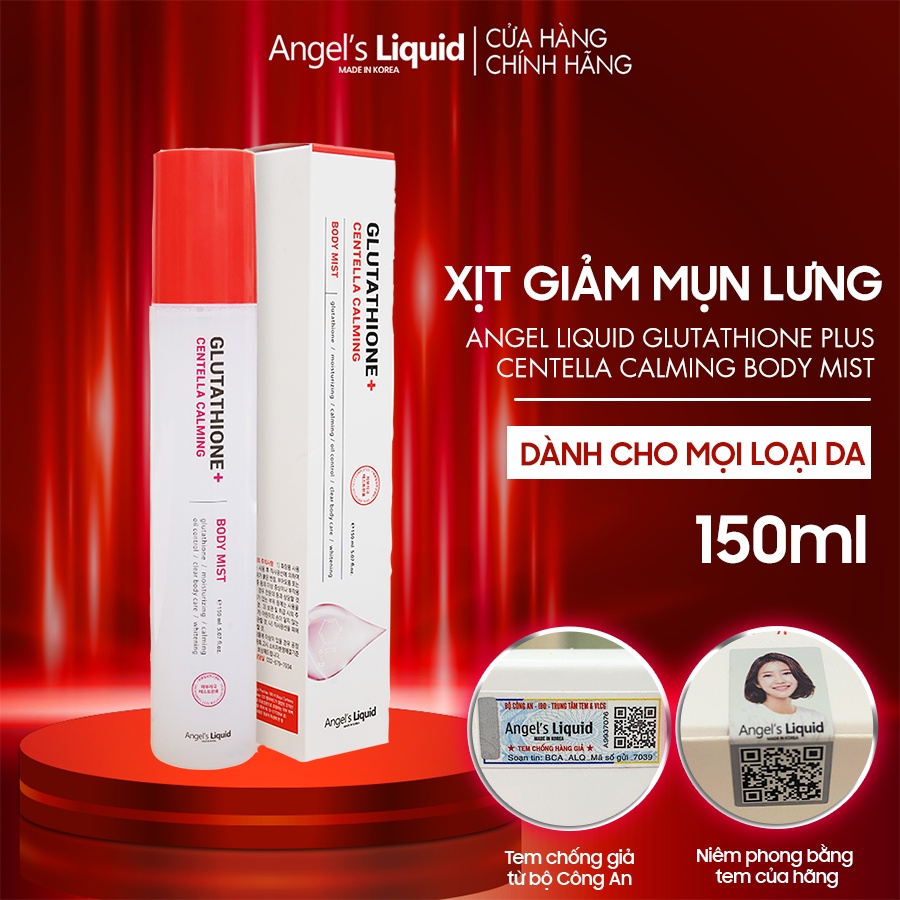 Xịt giảm mụn lưng Angel's Liquid Glutathione Plus Centella Calming Body Mist 150ml