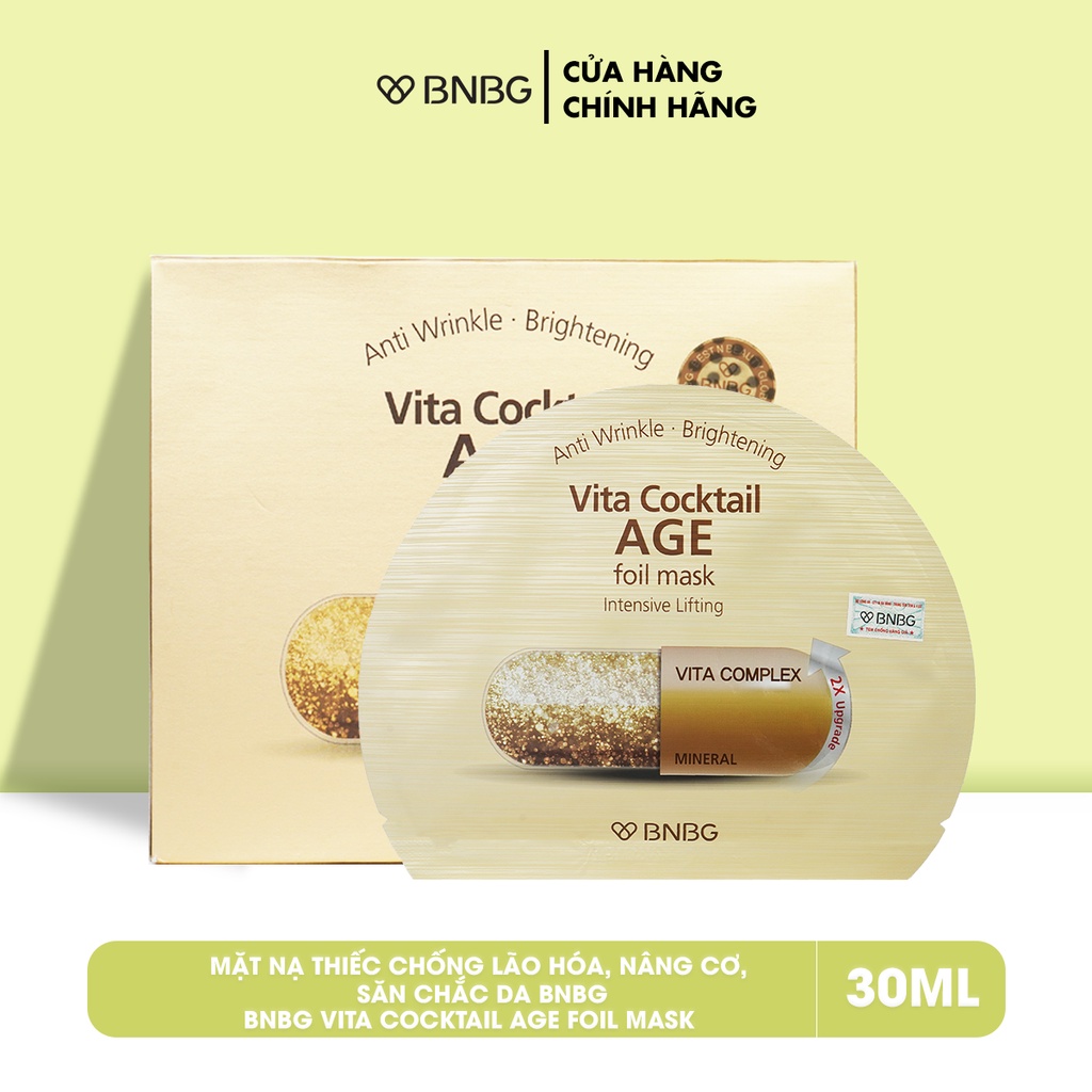 Combo 10 mặt nạ chống lão hóa, giảm nếp nhăn BNBG Vita Cocktail Age Foil Mask 30mlx10