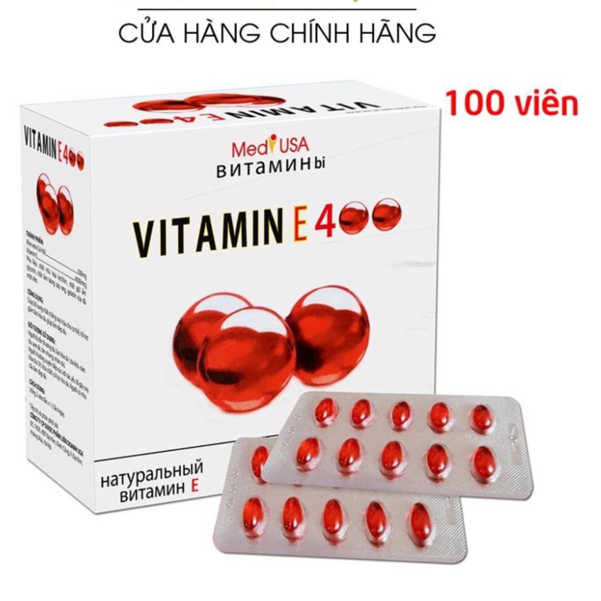 Viên uống đẹp da Vitamin E400 E Đỏ 4000mcg, Aloe vera 500mg, bổ sung vitamin E giúp da trắng sáng, ngừa lão hoá da