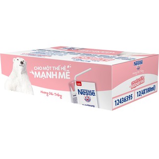Thùng 48 hộp sữa tiệt trùng hương dâu trắng Nestlé NutriStrong 180ml