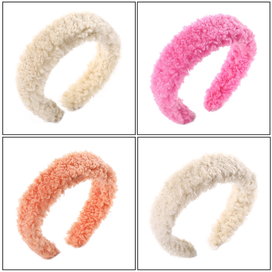 Cài tóc nhung lông xoăn mềm mại màu trơn phong cách Hàn Quốc thời trang thu đông dành cho bé gái