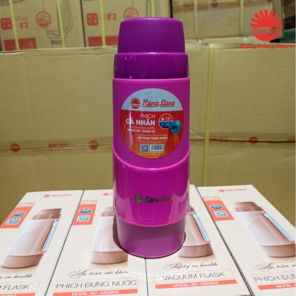 Bình Giữ Nhiệt - Phích Cá Nhân Rạng Đông 450ml, Giữ nóng và giữ lạnh 12 giờ - Hàng Chính Hãng