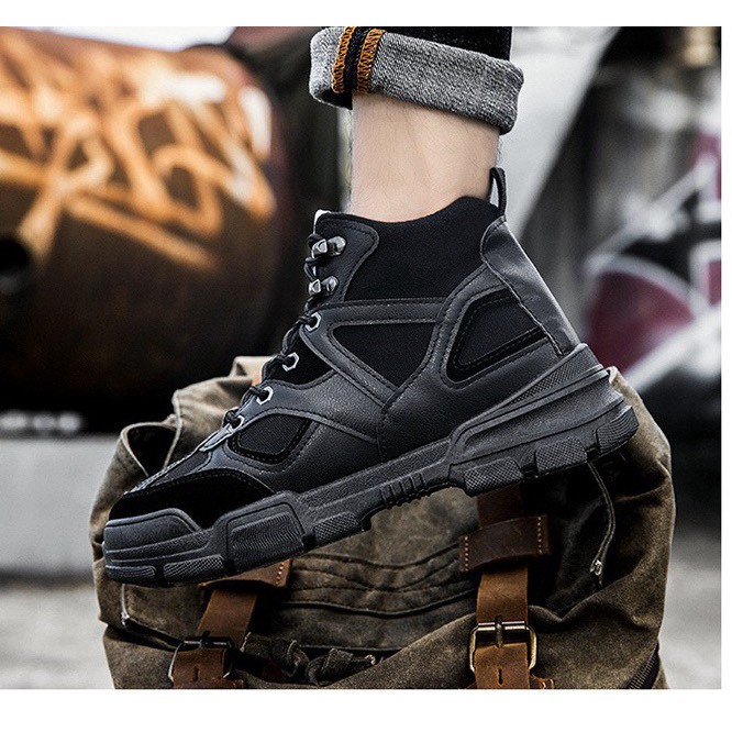 Giày cao cổ nam Rstar311 Full đen cực chất mới siêu ngầu | BigBuy360 - bigbuy360.vn