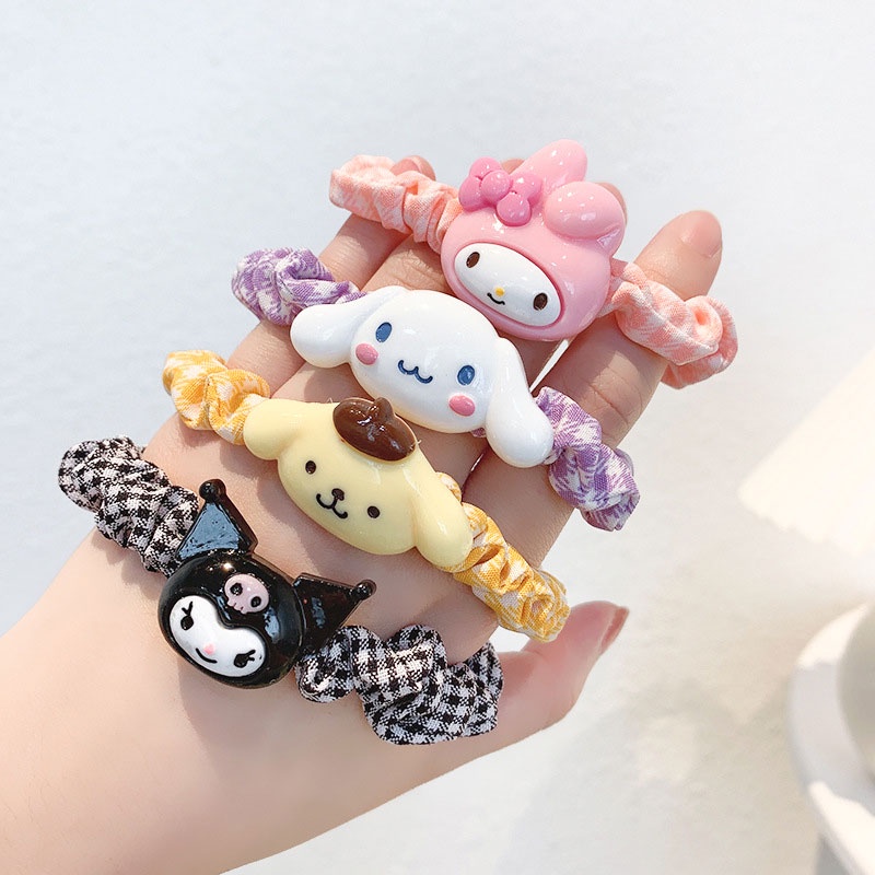 🌺SANRIO Dây Cột Tóc Cao Su In Họa Tiết Hoạt Hình Dễ Thương Thời Trang Cho Nữ