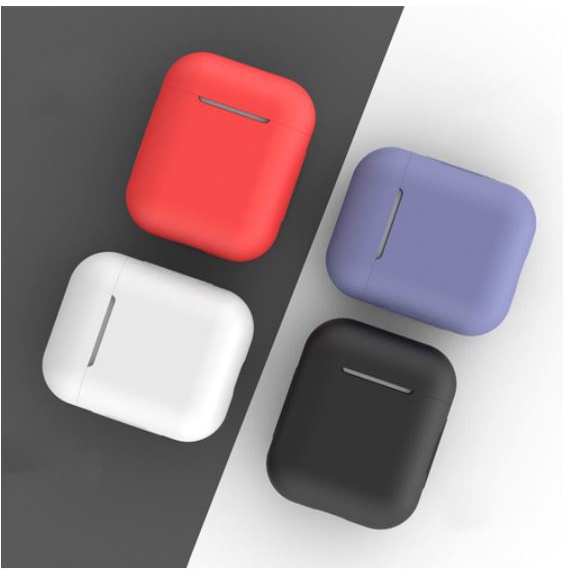 Vỏ Bảo Vệ Hộp Sạc Tai Nghe Không Dây Airpods 1/2/i12 trơn màu, nhiều màu tự chọn, Có Móc Khóa Cực Tiện Lợi/Max