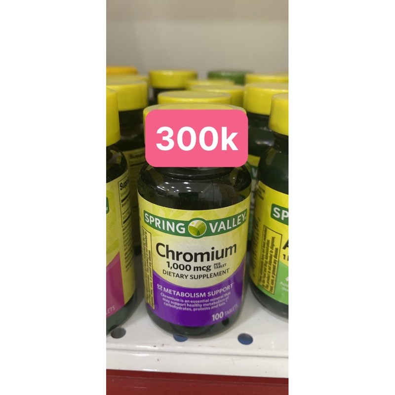 viên uống Spring Valley chromium 1000mcg 100 viên nội địa mỹ