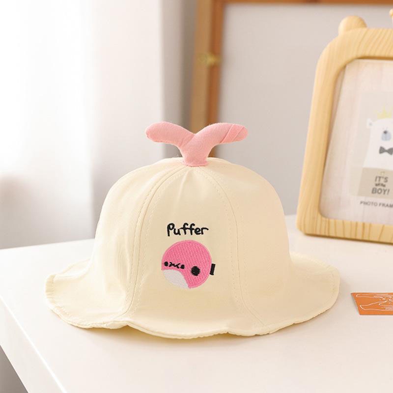 Mũ xô màu trơn họa tiết hoạt hình thời trang đi biển mùa hè cho bé trai và bé gái