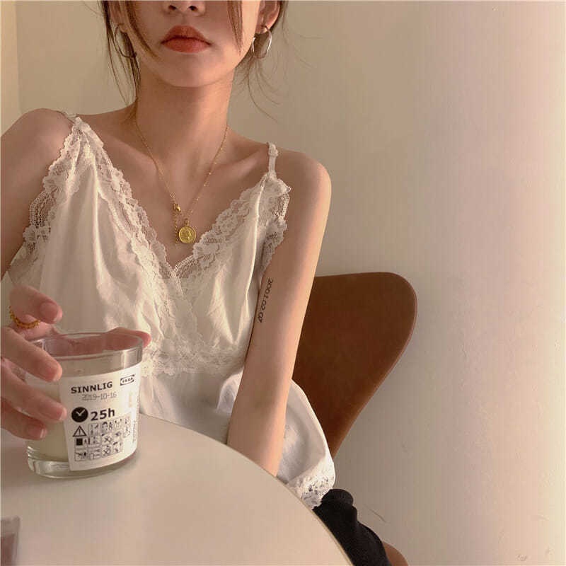 Áo Hai Dây Phối Ren Thời Trang Mùa Hè Dành Cho Nữ 2022