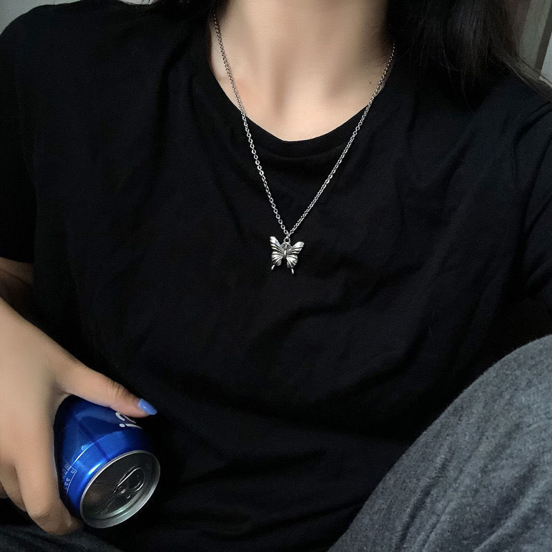Vòng tay/ dây chuyền bằng kim loại mặt hình bướm thời trang Hàn Quốc
